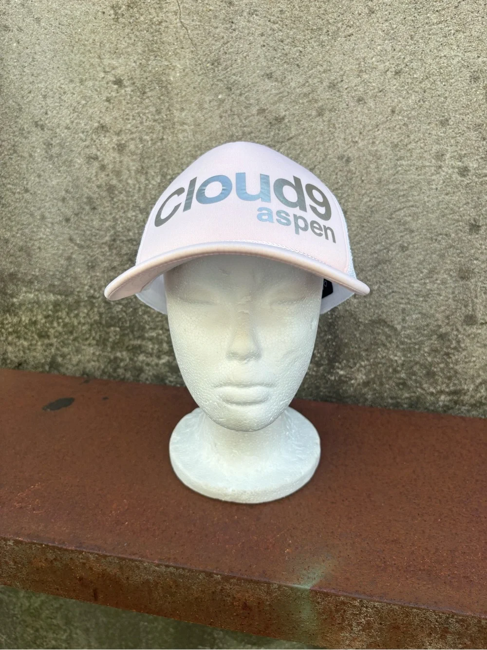 Aspen Cloud 9 Nine Trucker Snapback Hat 100% Authentic Snowmass Light Pink